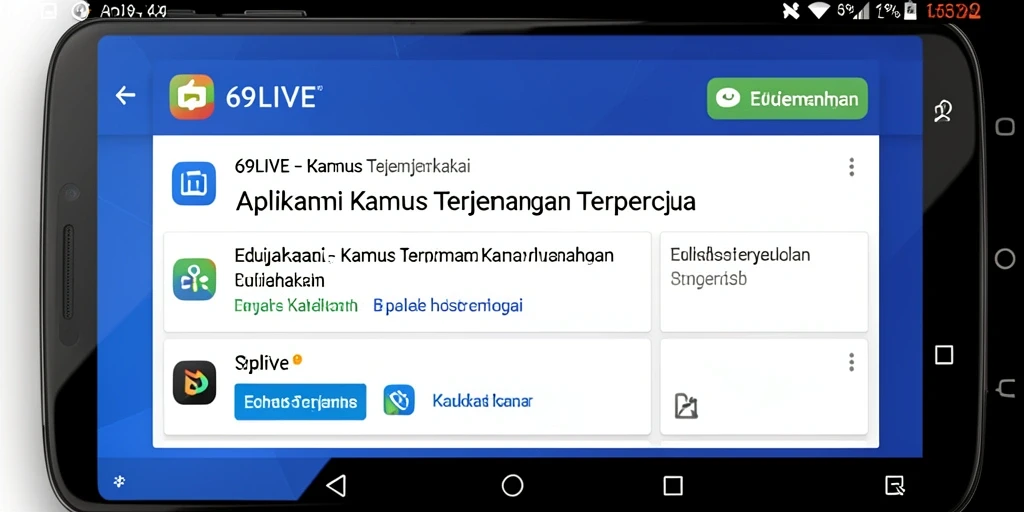 Tampilan antarmuka aplikasi Kamus Terjemahan 69LIVE yang user-friendly.