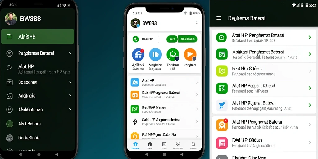 Antarmuka BW888 menampilkan kontrol penghemat baterai yang efektif.