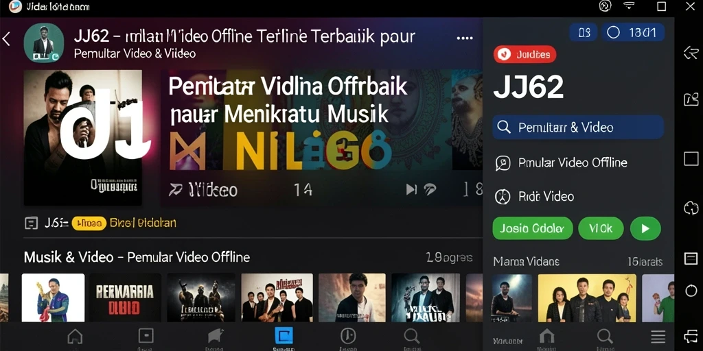 Tampilan antarmuka aplikasi JJ62 yang ramah pengguna untuk Pemutar Video Offline.