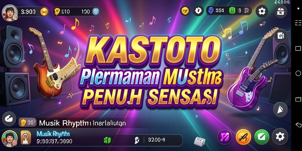 Antarmuka KASTOTO yang menarik dan penuh warna dalam permainan Musik Rhythm.