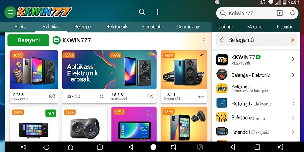 Tampilan antarmuka aplikasi KKWIN777 untuk belanja elektronik yang modern.