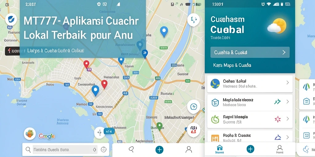 Antarmuka aplikasi MT777 yang menunjukkan data cuaca lokal.