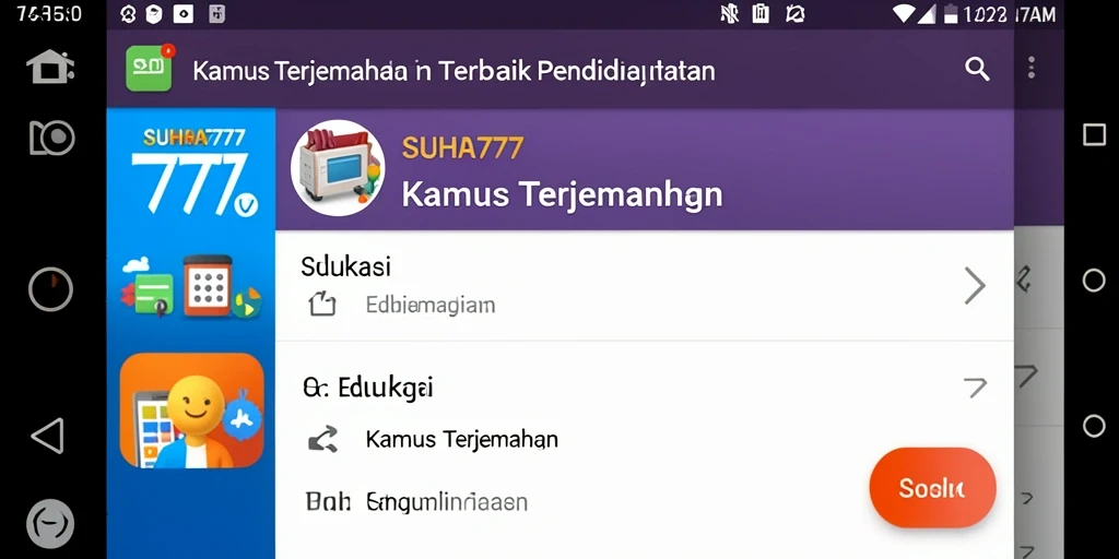 Tampilan antarmuka SUHU777 dengan fungsi Kamus Terjemahan yang intuitif.